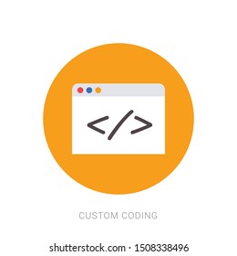 Custom coding symbol on white background,clean vector