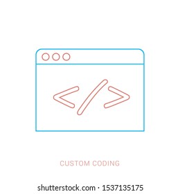 Custom coding symbol on white background,clean vector