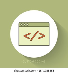 Custom coding symbol on white background,clean vector
