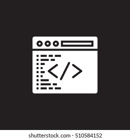 Custom coding symbol. Programming icon vector, filled flat sign, solid pictogram isolated on black, logo illustration