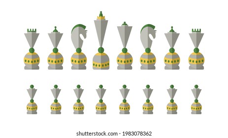 Custom collection of chess. Chess tournament. Set of  silhouettes chess  on white background.  Chess icon included king, queen, bishop, knight, rook, pawn. Flat vector illustration.