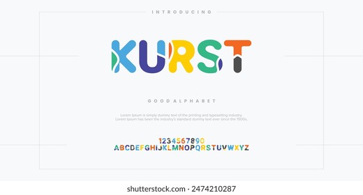 Custom Colorful modern minimal abstract alphabet fonts. vector illustration