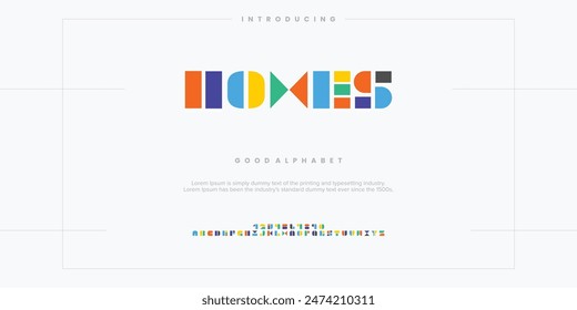 Custom Colorful modern minimal abstract alphabet fonts. vector illustration