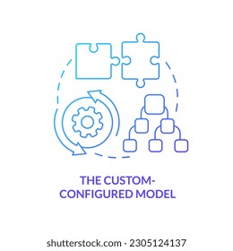 Custom configured model blue gradient concept icon. Product changing options. Supply chain type abstract idea thin line illustration. Isolated outline drawing. Myriad Pro-Bold font used