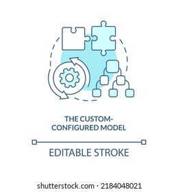 Custom configured model turquoise concept icon. Product changing. Supply chain type abstract idea thin line illustration. Isolated outline drawing. Editable stroke. Arial, Myriad Pro-Bold fonts used