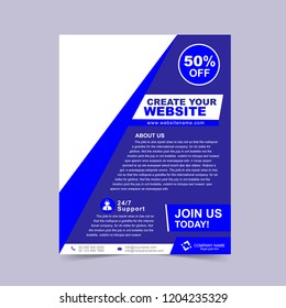 Custom corporate blue flyer template. Vector illustration.
