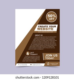 Custom corporate brown flyer template. Vector illustration.