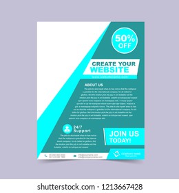 Custom corporate cyan flyer template. Vector illustration.