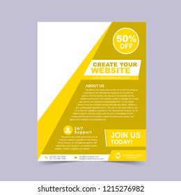 Custom corporate gold flyer template. Vector illustration.