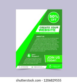 Custom corporate green flyer template. Vector illustration.