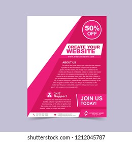 Custom corporate pink flyer template. Vector illustration.