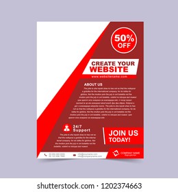 Custom corporate red flyer template. Vector illustration.