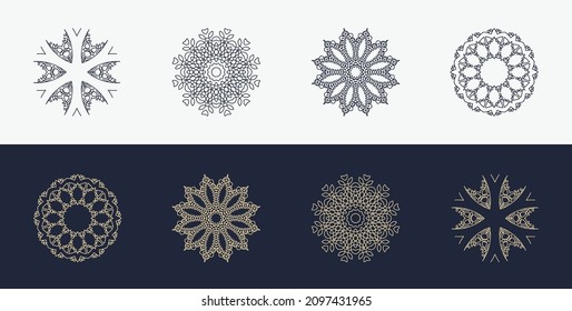 adorno personalizado, creativo, de lujo, marco, mandala, icono del logotipo, símbolo 