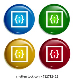 Custom CSS multi color gradient glossy badge icon set. Realistic shiny badge icon or logo mockup