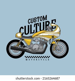 custom culture vintage motorcycle handdraw