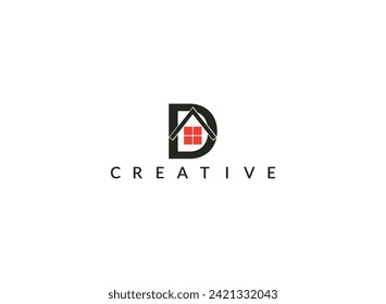 custom D LATTER  Font homes logo design concept with simple,