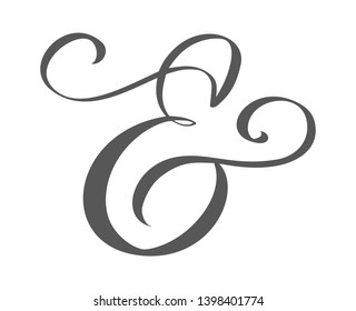 Custom decorative ampersand isolated on white. Hand written calligraphy, vector illustration. Great for wedding invitations, cards, banners, photo overlays