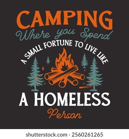 Custom design for camping on black black Background