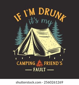 Custom design for camping on black black Background