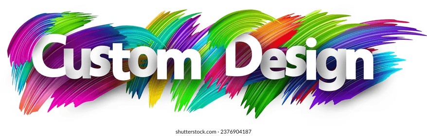 Señal de palabras de papel de diseño personalizado con pincel de pintura de color sobre blanco. Ilustración vectorial.