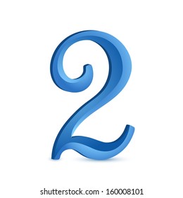 Custom digit 2. Vector illustration of number 2