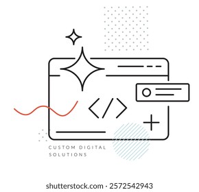 Custom Digital Solution and Application Development - Stock Illustration  as EPS 10 File