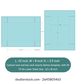 Custom dimension boxs two lid dieline,