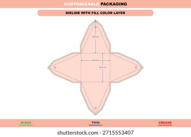 Custom dimension conical polygonal box dieline template developed for product packaging branding mockups printable folding vector layouts and modern retail display