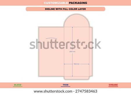 Custom dimensions envelope sleeve dieline editable stationery packaging template customizable folding design layout branding detailed professional die line pack
