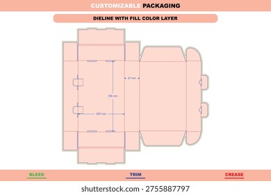 Custom dimensions mailer boxes dieline double safety buckles packaging design professional modern carton customizable printable precise cutting die line box layout
