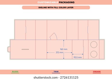 Custom dimensions monolithic divider inserts for packaging boxes featuring strong dieline structure and precise die line planning for vector printing and optimized product pack security