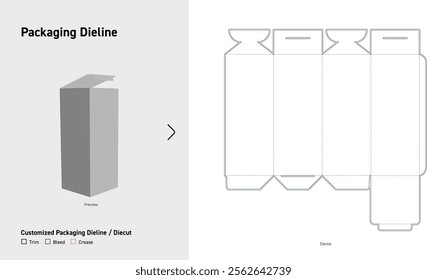 Custom dimensions tuck end boxes pins dieline