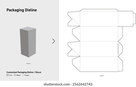 Custom dimensions tuck end boxes pins dieline