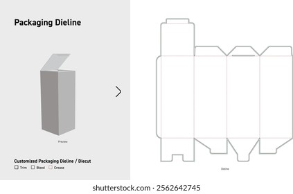 Custom dimensions tuck end boxes pins dieline