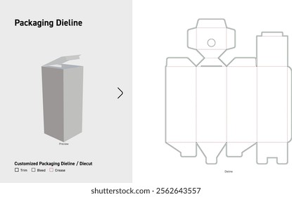 Custom dimensions tuck end boxes pins dieline