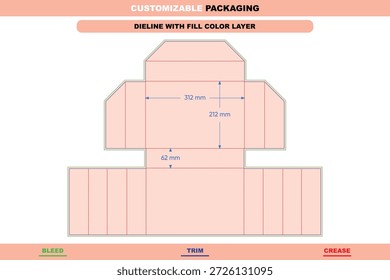 Dimensões personalizadas tuck end divisor dobrável insere dieline para design de caixa de embalagem com estrutura resistente e layout de impressão guiado por linha de morrer para pacotes de produtos seguros