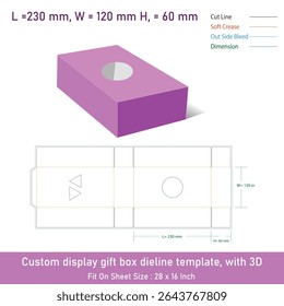 Custom display gift box dieline template, with 3D