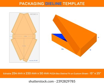 Caja de rodajas de pizza desechable personalizada, plantilla de línea, 254 mm x 230 mm x 50 mm, 