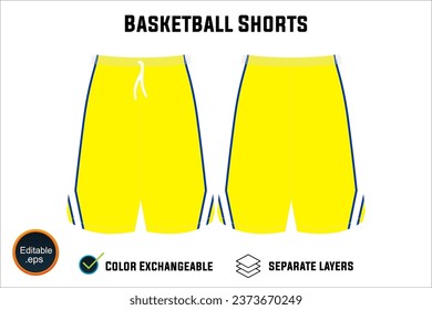 custom editable vector EPS and PNG mockup template front and back views of basketball uniform shorts white background  latest in sports apparel including a blank mesh shorts for your unique needs.