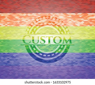 Custom emblem on mosaic background with the colors of the LGBT flag