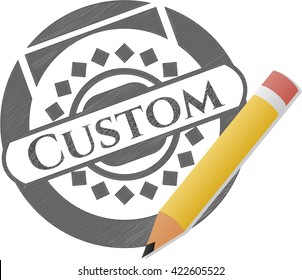 Custom emblem with pencil effect