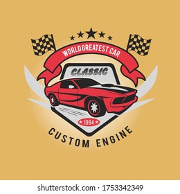 Custom engine racing t shirt logo in illustrator with print ready