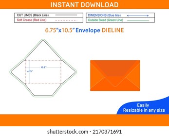 Custom envelope dieline template and 3D envelope design