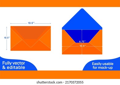 Custom envelope dieline template and 3D envelope design