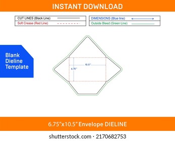 Custom envelope dieline template and 3D envelope design