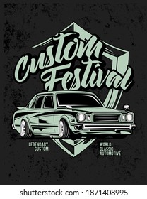 custom festival, classic car illustration