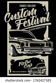 custom festival,  illustration of classic race car 