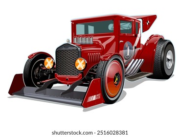 Custom fiction retro race car concept. Available EPS-10 vector format separated by groups and layers with transparency effects for one-click recolor