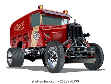 Custom fiction retro race truck concept. Available EPS-10 vector format separated by groups and layers with transparency effects for one-click recolor