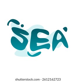 Custom Flat Bold Typography of "sea" in Blue Gradient, Depicting Summer Vibes of Ocean